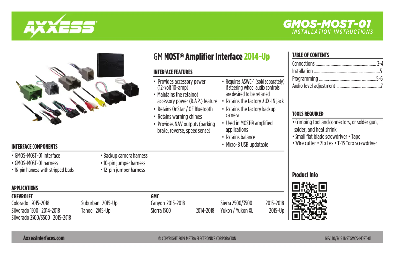 Page n°1 - Manuel utilisateur Metra GMOS-MOST-01