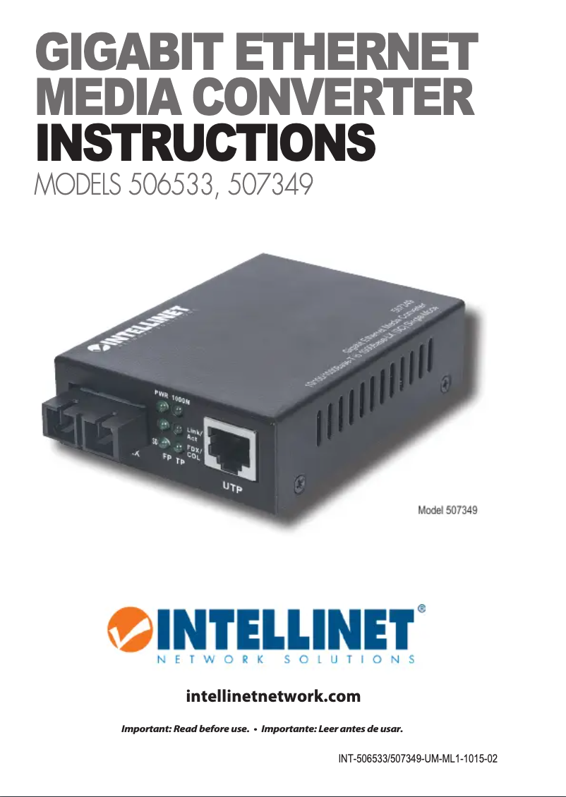 Page n°1 - Manuel utilisateur Intellinet 507349