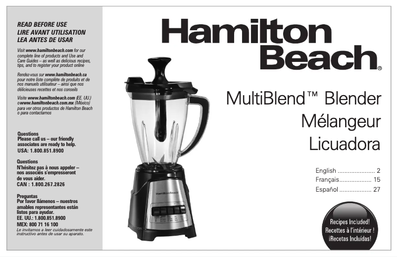 Page 1 de la notice Manuel utilisateur Hamilton Beach 58159