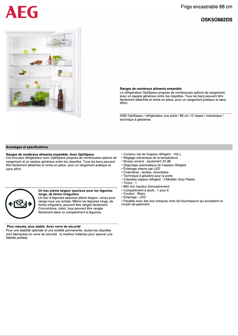 Page n°1 - Fiche technique AEG OSK5O882DS