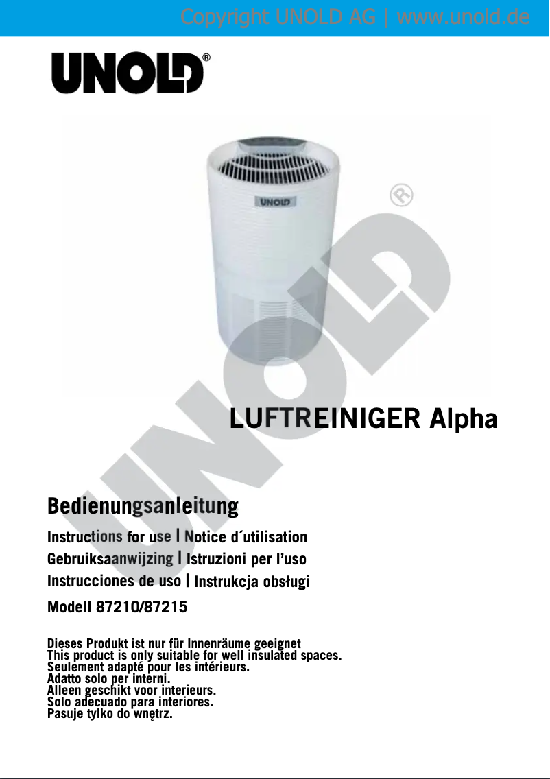 Page n°1 - Manuel utilisateur Unold Alpha 87215