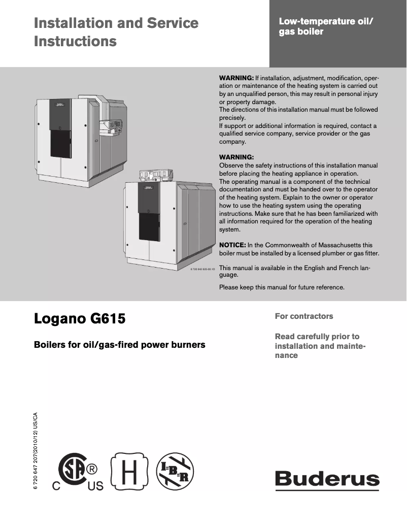 Página 1 del manual Manual de usuario Buderus Logano G615