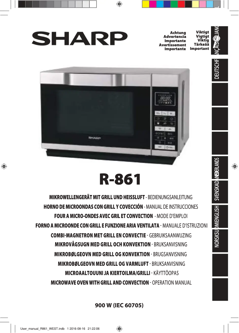 Page 1 de la notice Manuel utilisateur Sharp R-861KM