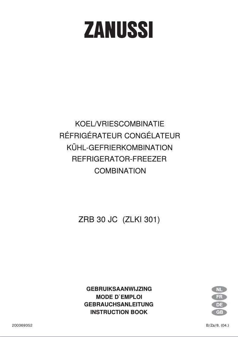 Image de la première page du manuel de l'appareil ZRB 30 jc