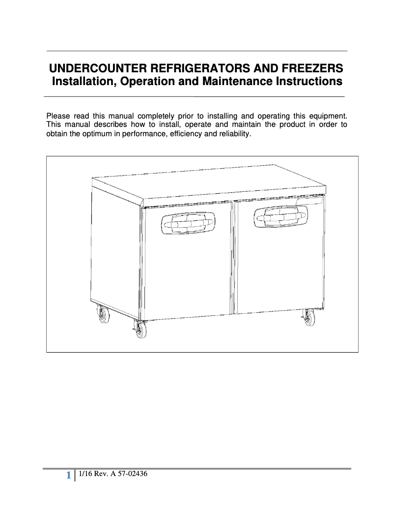 Page 1 de la notice Manuel utilisateur Master-Bilt MBUF27