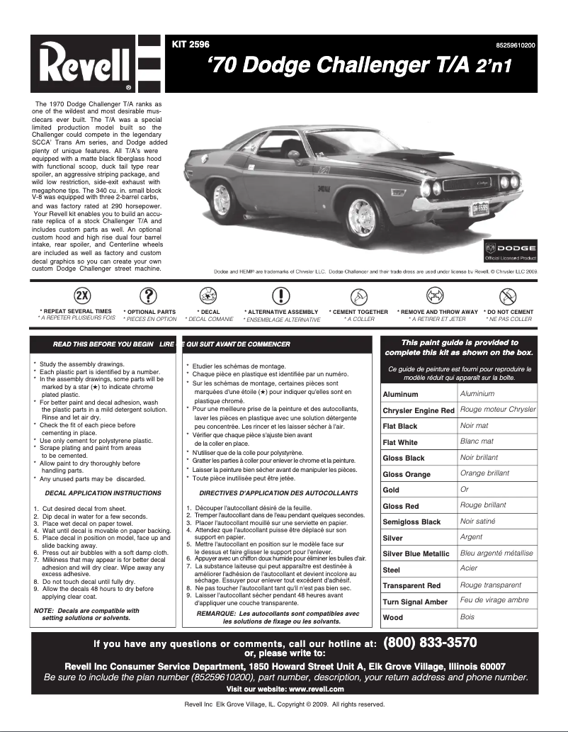 Page n°1 - Manuel utilisateur Revell '70 Dodge Challenger 2 'n 1