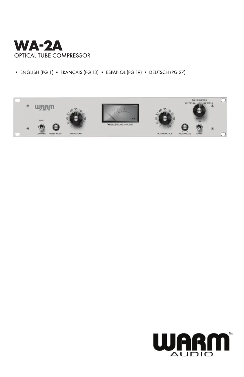 Page n°1 - Manuel utilisateur Warm Audio WA-2A