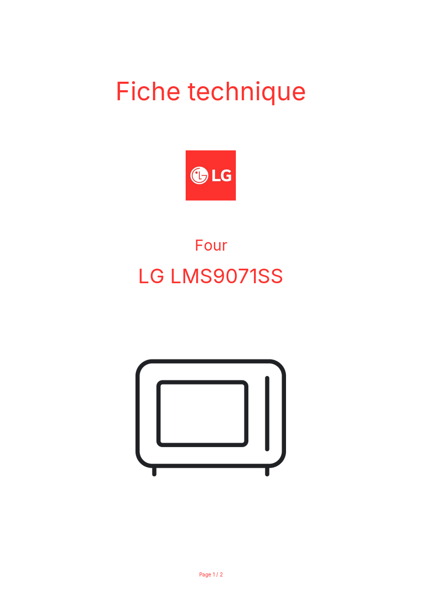 Page n°1 - Fiche technique LG LMS9071SS