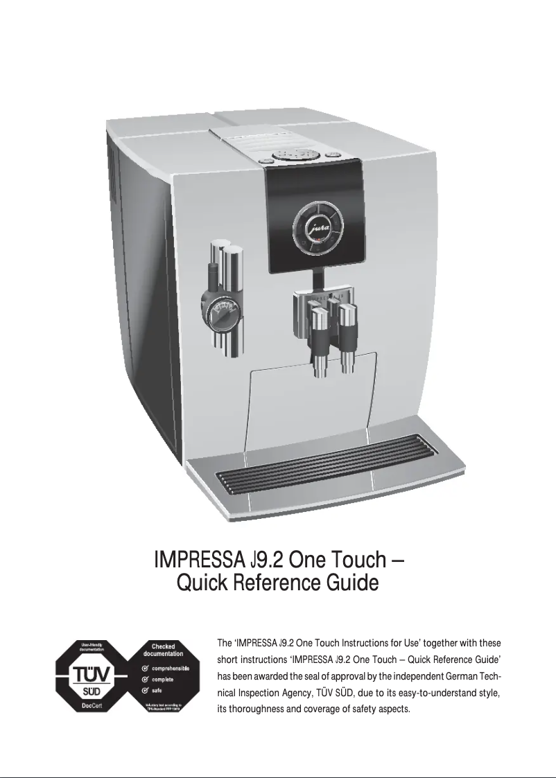 Image de la première page du manuel de l'appareil Impressa J9.2 One Touch