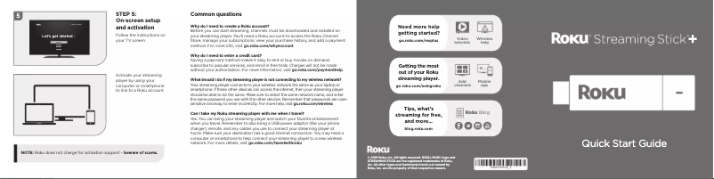 Page n°1 - Guide de démarrage rapide Roku Streaming Stick+