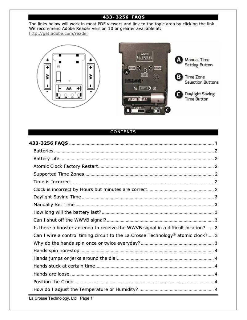 Image de la première page du manuel de l'appareil 433-3256A