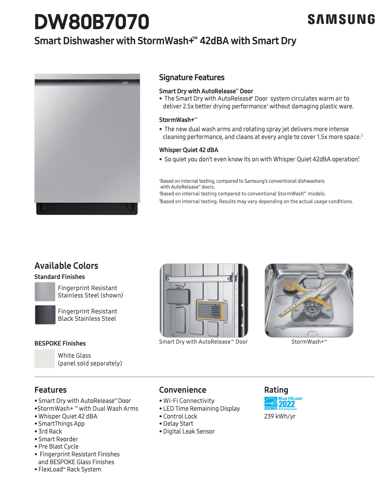Image de la première page du manuel de l'appareil DW80B7070US