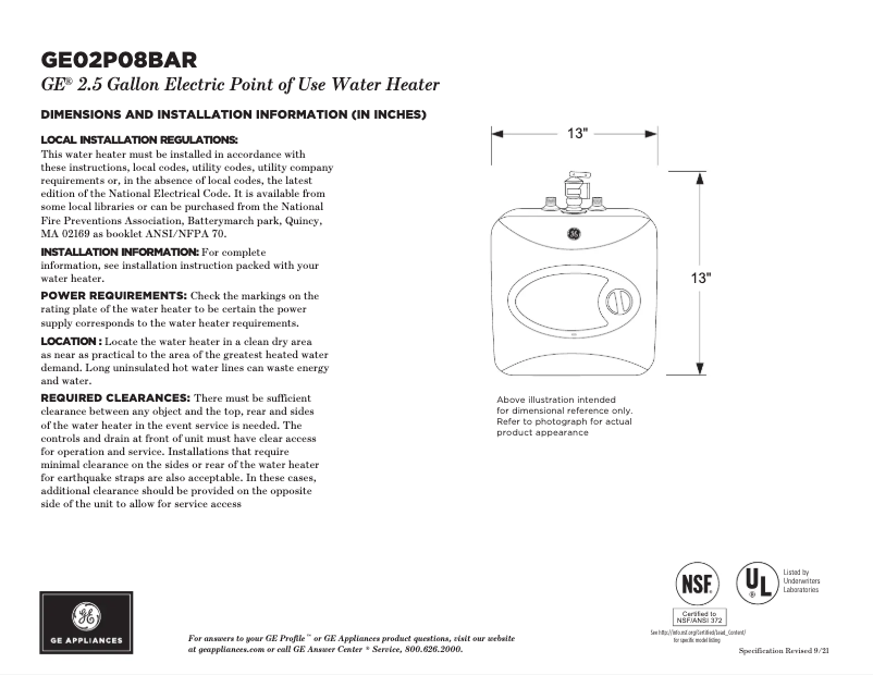 Image de la première page du manuel de l'appareil GE02P08BAR