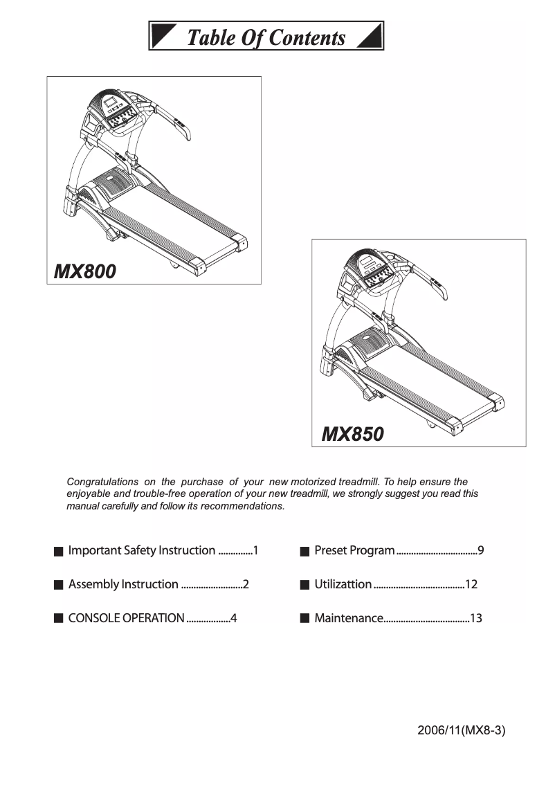 Page n°1 - Manuel utilisateur StrengthMaster MX-850