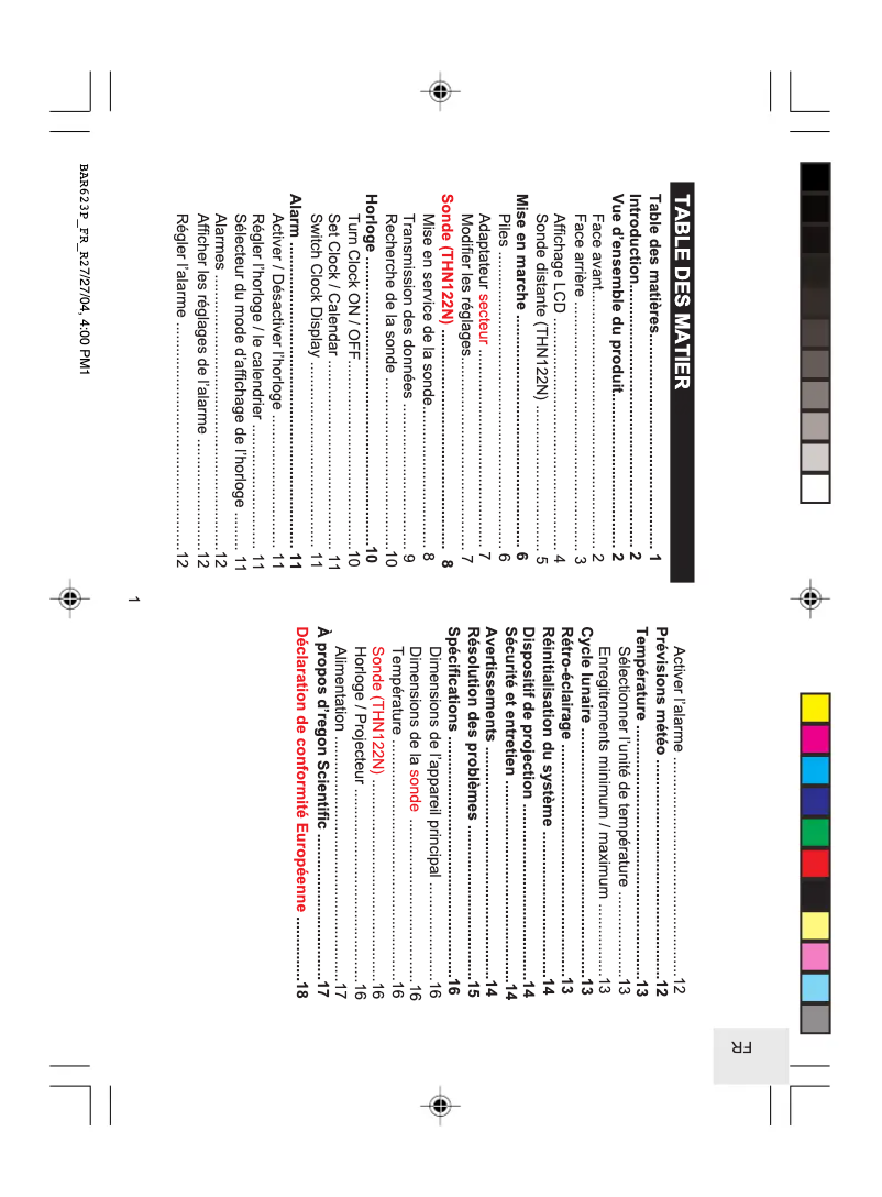 Page 1 de la notice Manuel utilisateur Oregon Scientific BAR623P