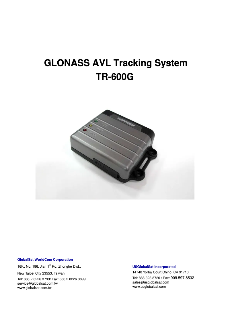 Page n°1 - Manuel utilisateur GlobalSat TR-600G
