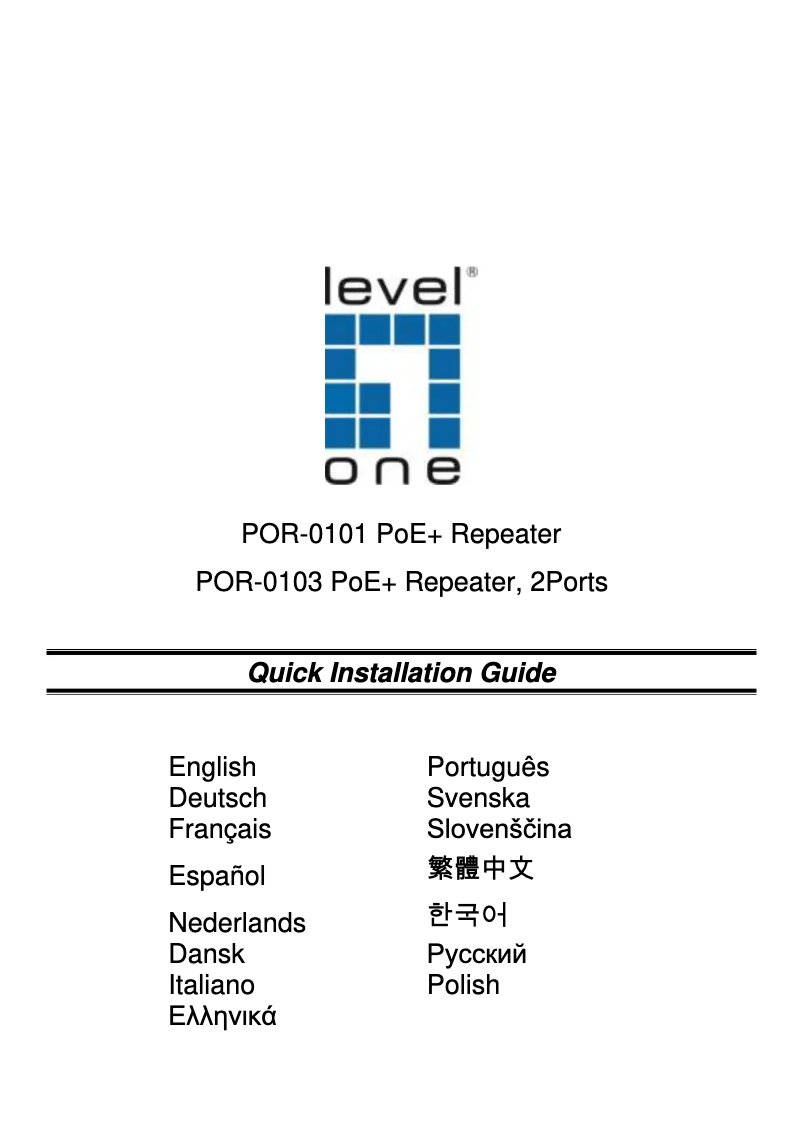 Page n°1 - Manuel utilisateur LevelOne POR-0103