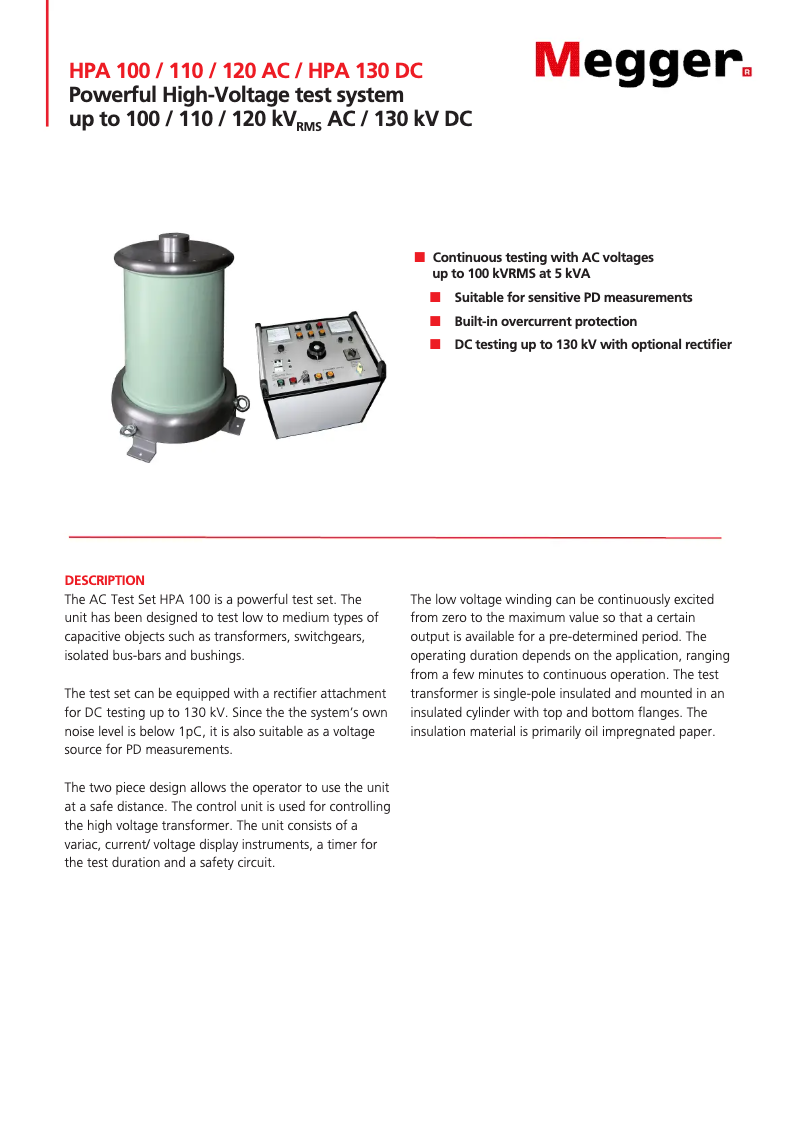 Image de la première page du manuel de l'appareil HPA 130 DC