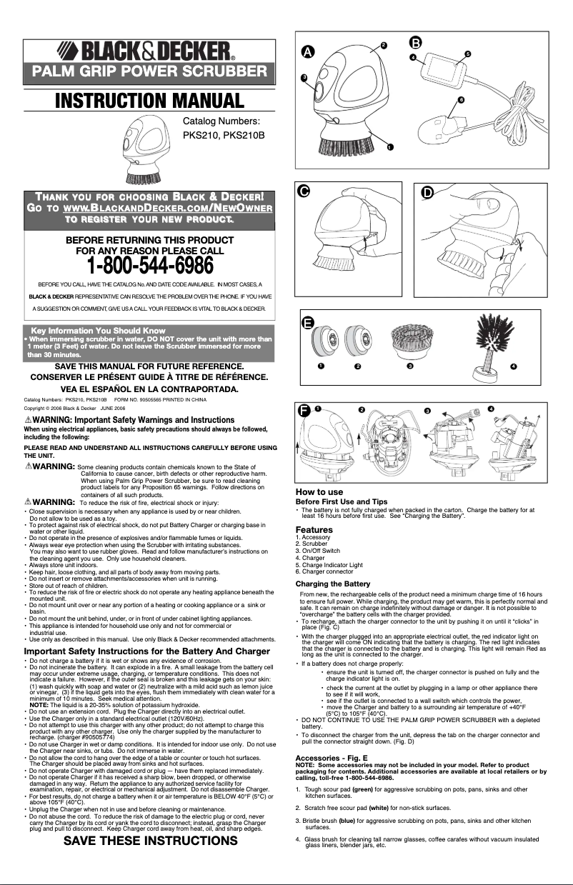 Page 1 de la notice Manuel utilisateur Black & Decker PKS210B