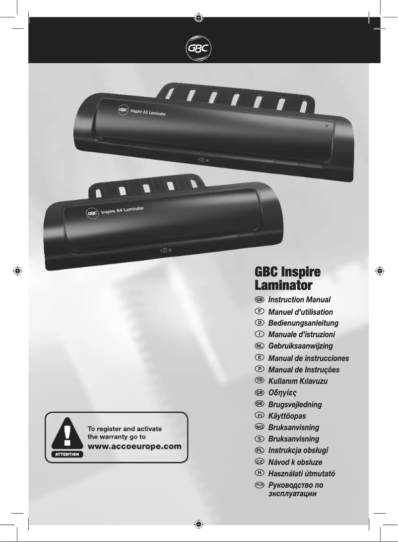 Page 1 de la notice Manuel utilisateur GBC Inspire A3