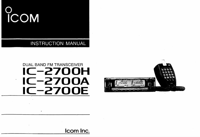 Page n°1 - Manuel utilisateur ICOM IC-2700H