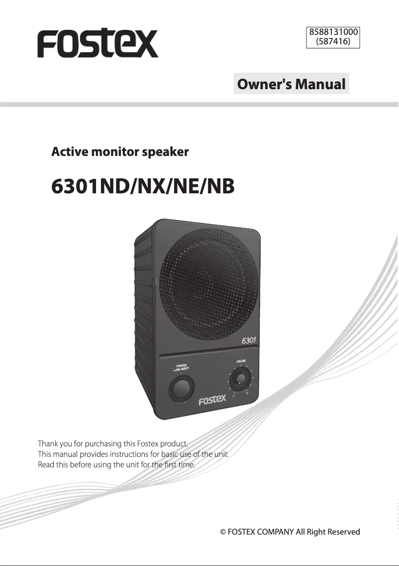 Page n°1 - Manuel utilisateur Fostex 6301N