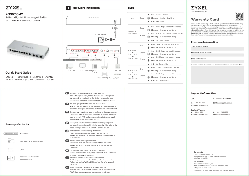 Page n°1 - Manuel utilisateur ZyXEL XGS1010-12