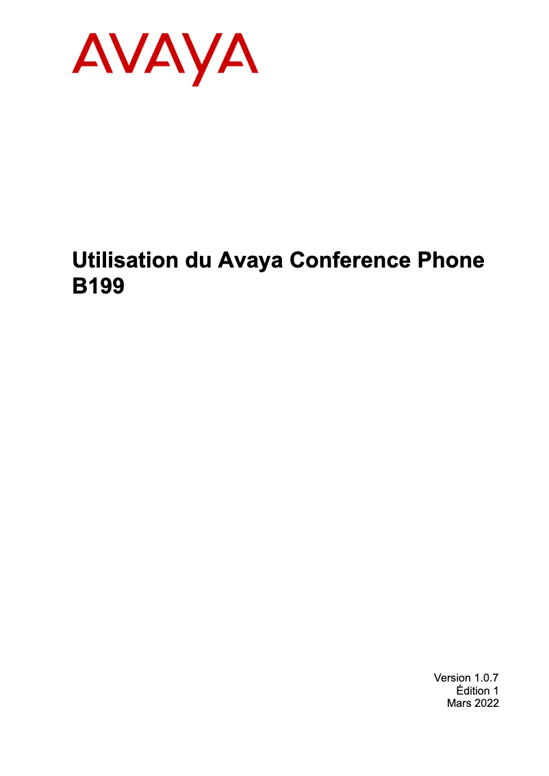 Page 1 de la notice Manuel utilisateur Avaya B199