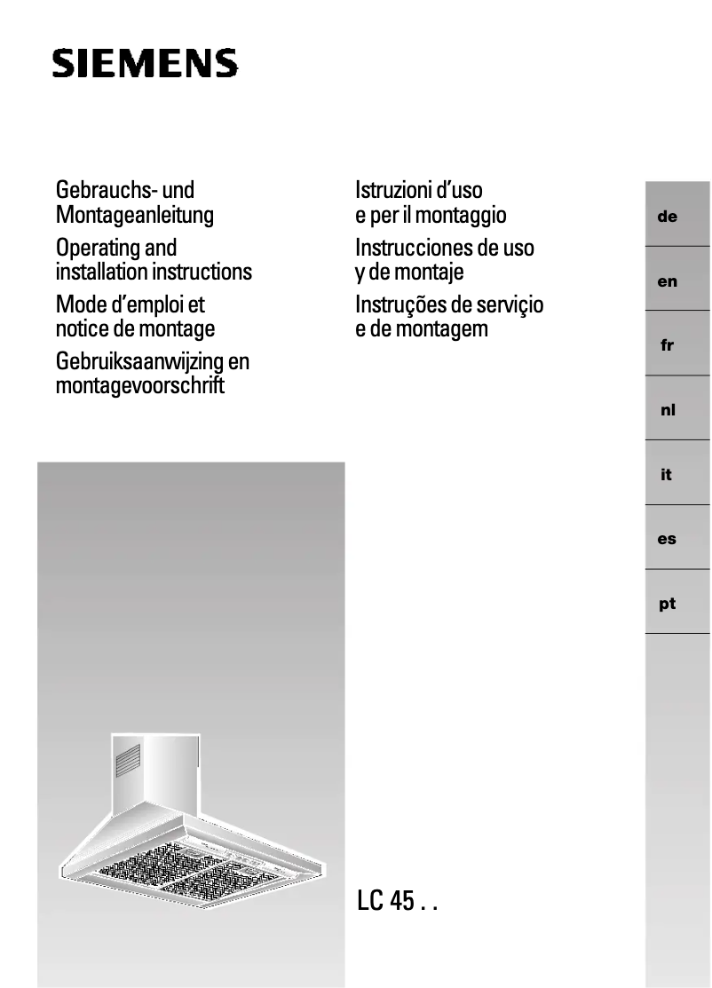 Page 1 de la notice Manuel utilisateur Siemens LC957WA20