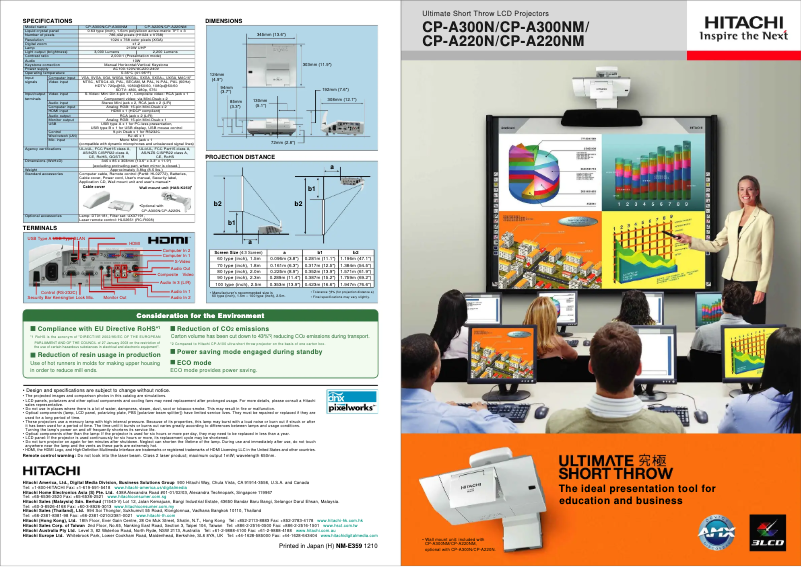 Page 1 de la notice Brochure Hitachi CP-A300N