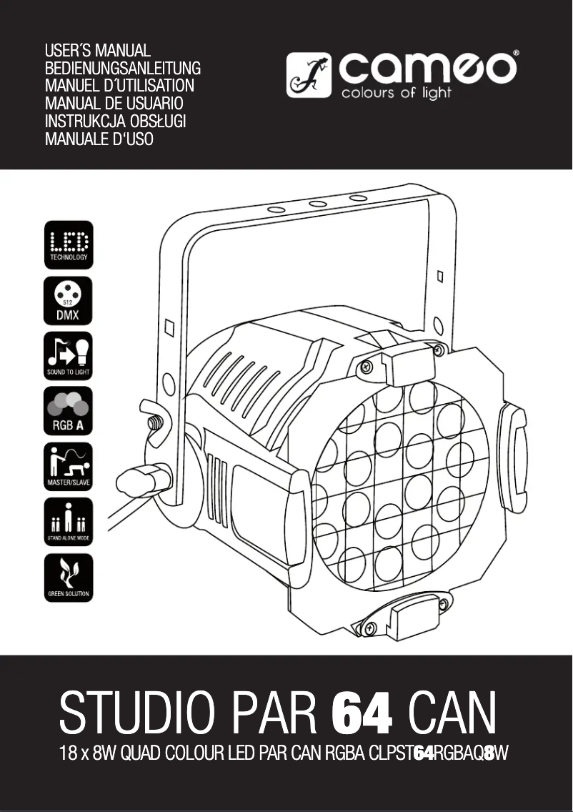 Page 1 de la notice Manuel utilisateur Cameo Studio PAR 64 CAN