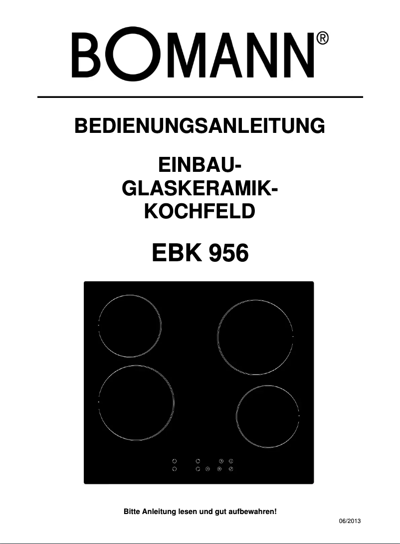 Page 1 de la notice Manuel utilisateur Bomann EBK 956