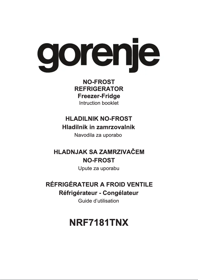 Page 1 de la notice Manuel utilisateur Gorenje NRF7181TNX