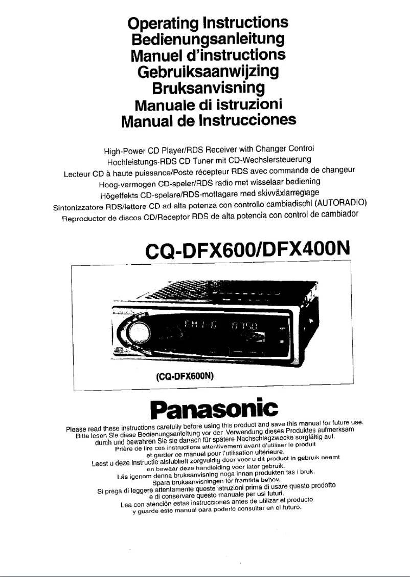 Page 1 de la notice Manuel utilisateur Panasonic CQ-DFX400