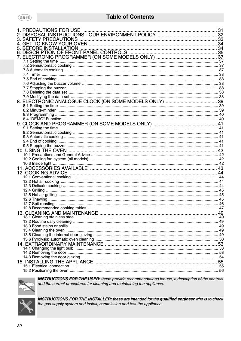 Page 1 de la notice Manuel utilisateur Smeg SCP171X