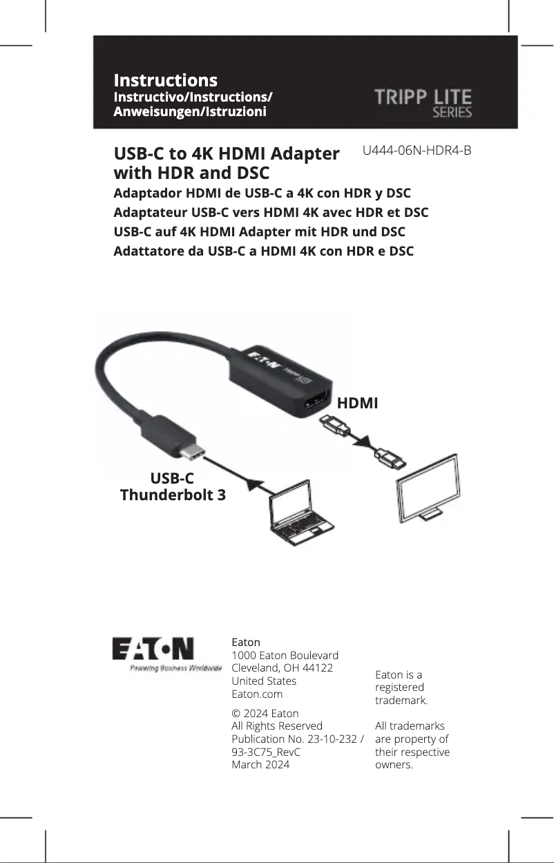 Page n°1 - Manuel utilisateur Tripp Lite U444-06N-HDR4-B