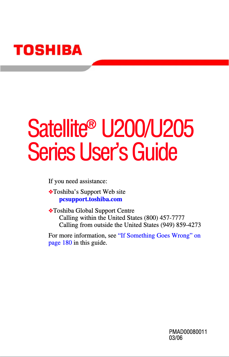 Image de la première page du manuel de l'appareil Satellite U200