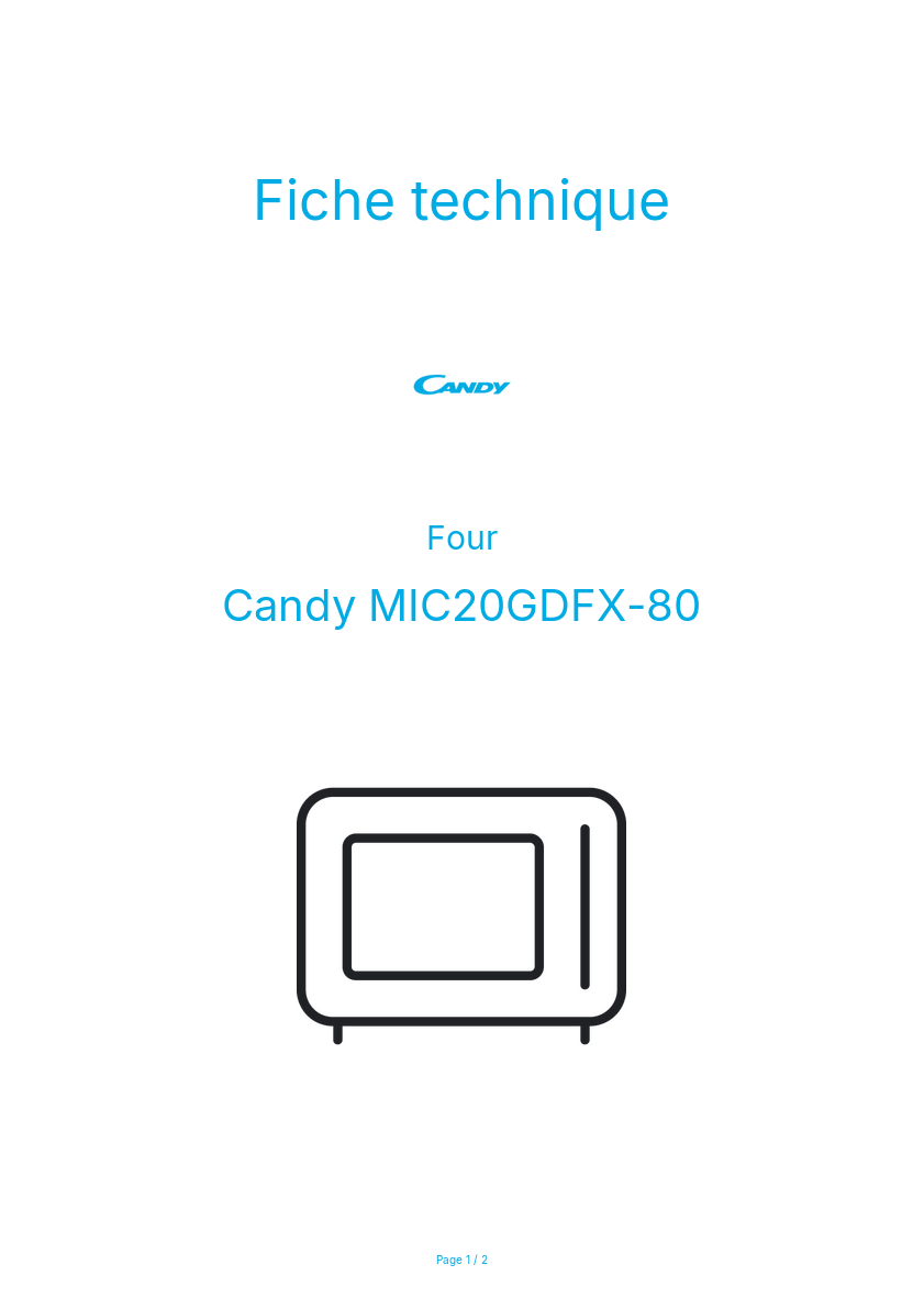 Image de la première page du manuel de l'appareil MIC20GDFX-80