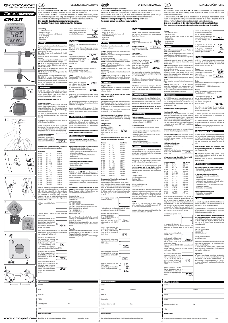 Page 1 de la notice Manuel utilisateur Ciclo Master CM 2.11
