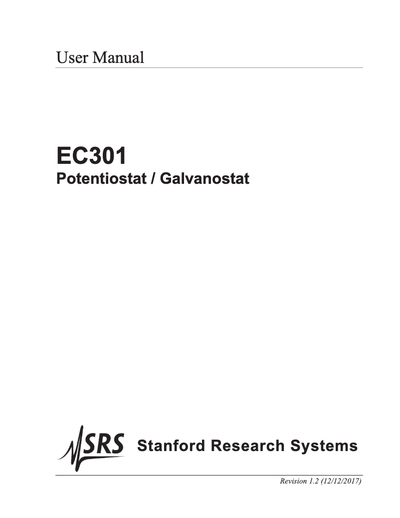 Page n°1 - Manuel utilisateur SRS EC301