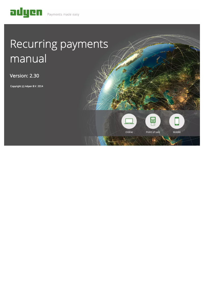 Page n°1 - Manuel utilisateur Adyen Recurring payments