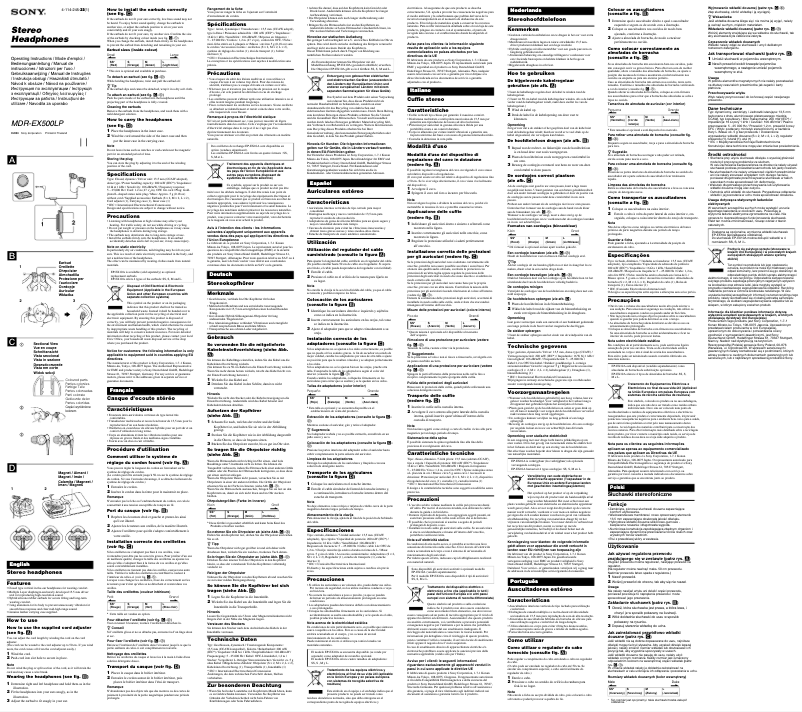 Image de la première page du manuel de l'appareil MDR-EX500LP