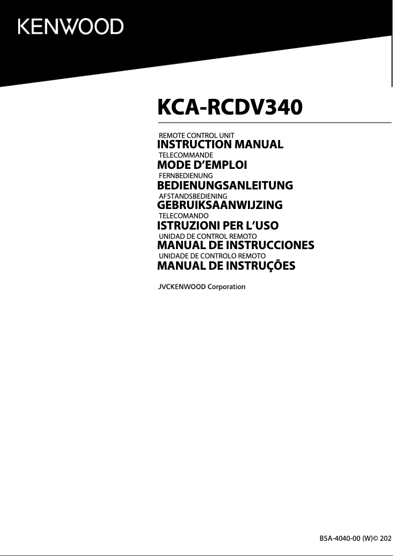 Page n°1 - Manuel utilisateur Kenwood KCA-RCDV340