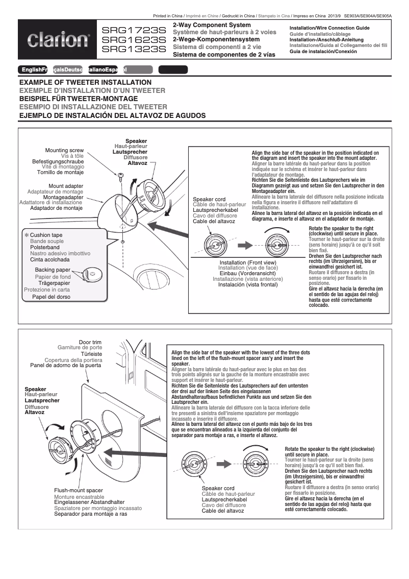 Image de la première page du manuel de l'appareil SRG1723S