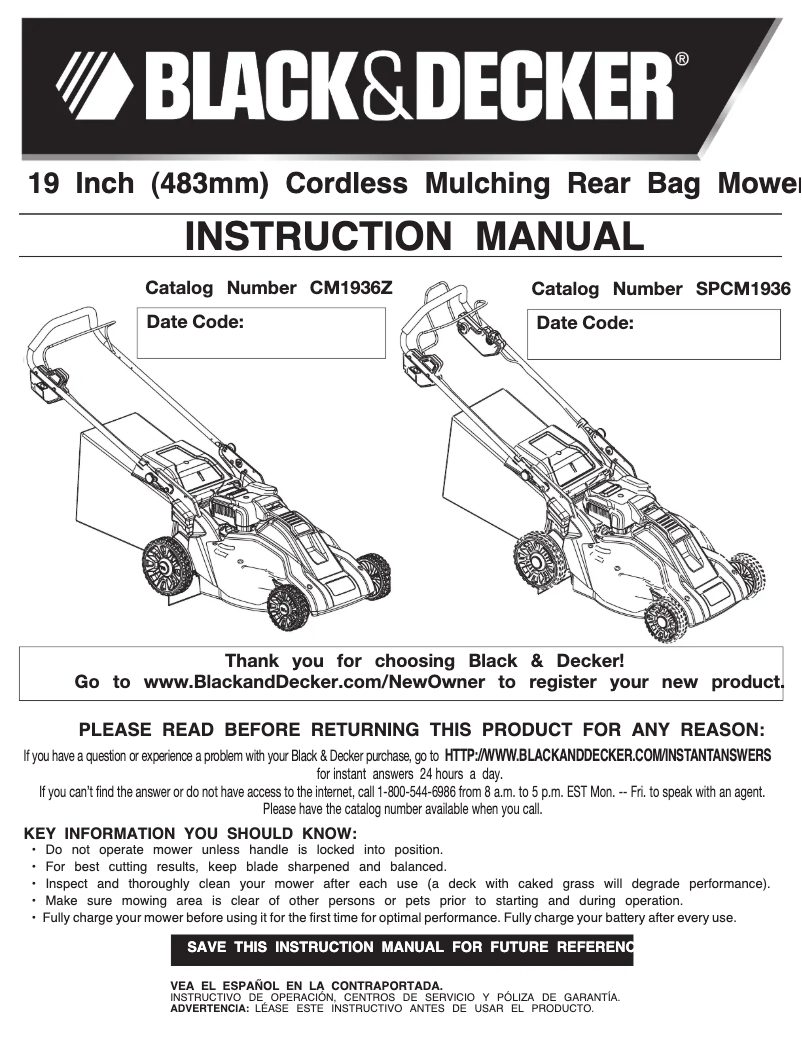 Page n°1 - Manuel utilisateur Black & Decker SPCM1936