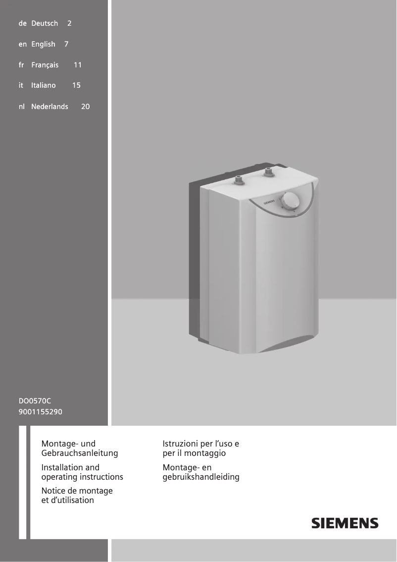 Page n°1 - Guide d'installation Siemens DO0570C