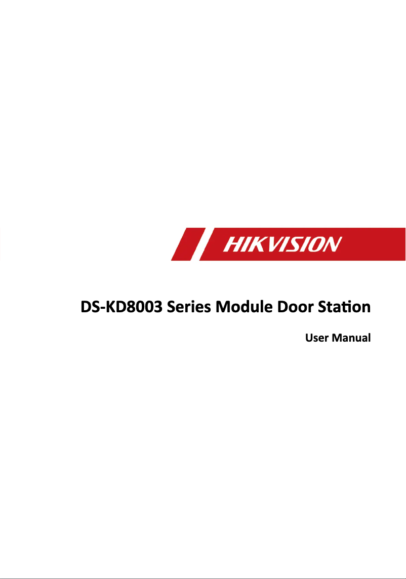 Page n°1 - Manuel utilisateur Hikvision DS-KD8003Y-IME2/S