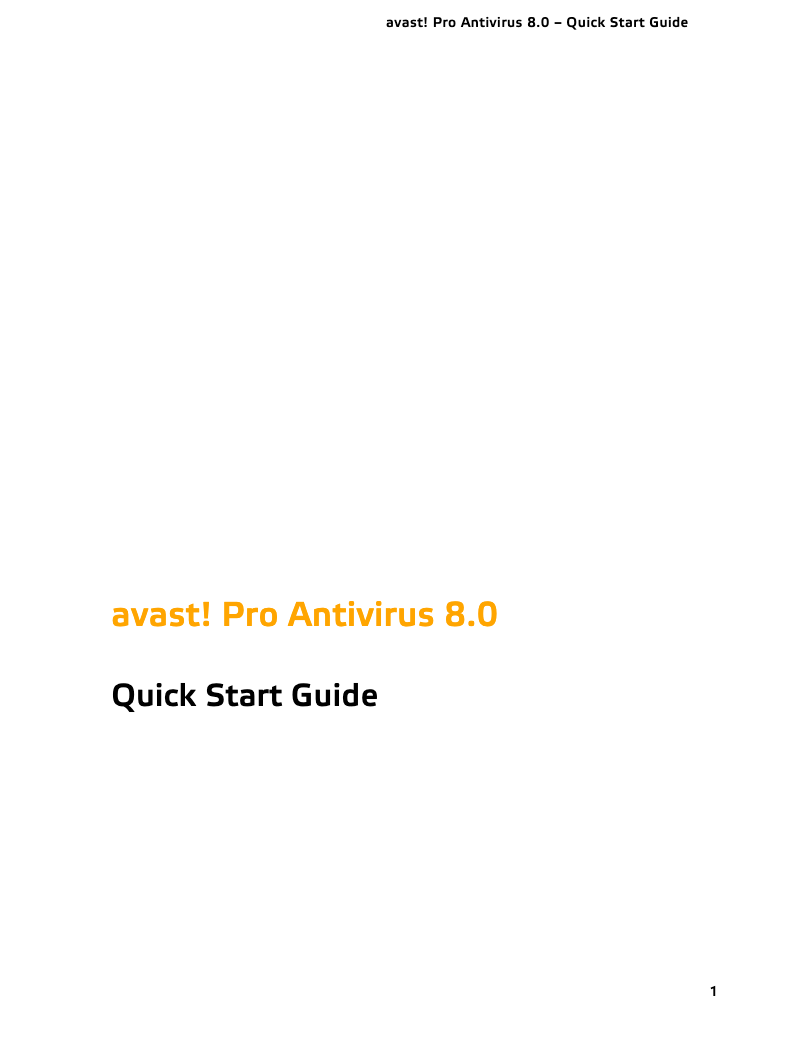 Page 1 de la notice Manuel utilisateur Avast Antivirus 8.0 Pro