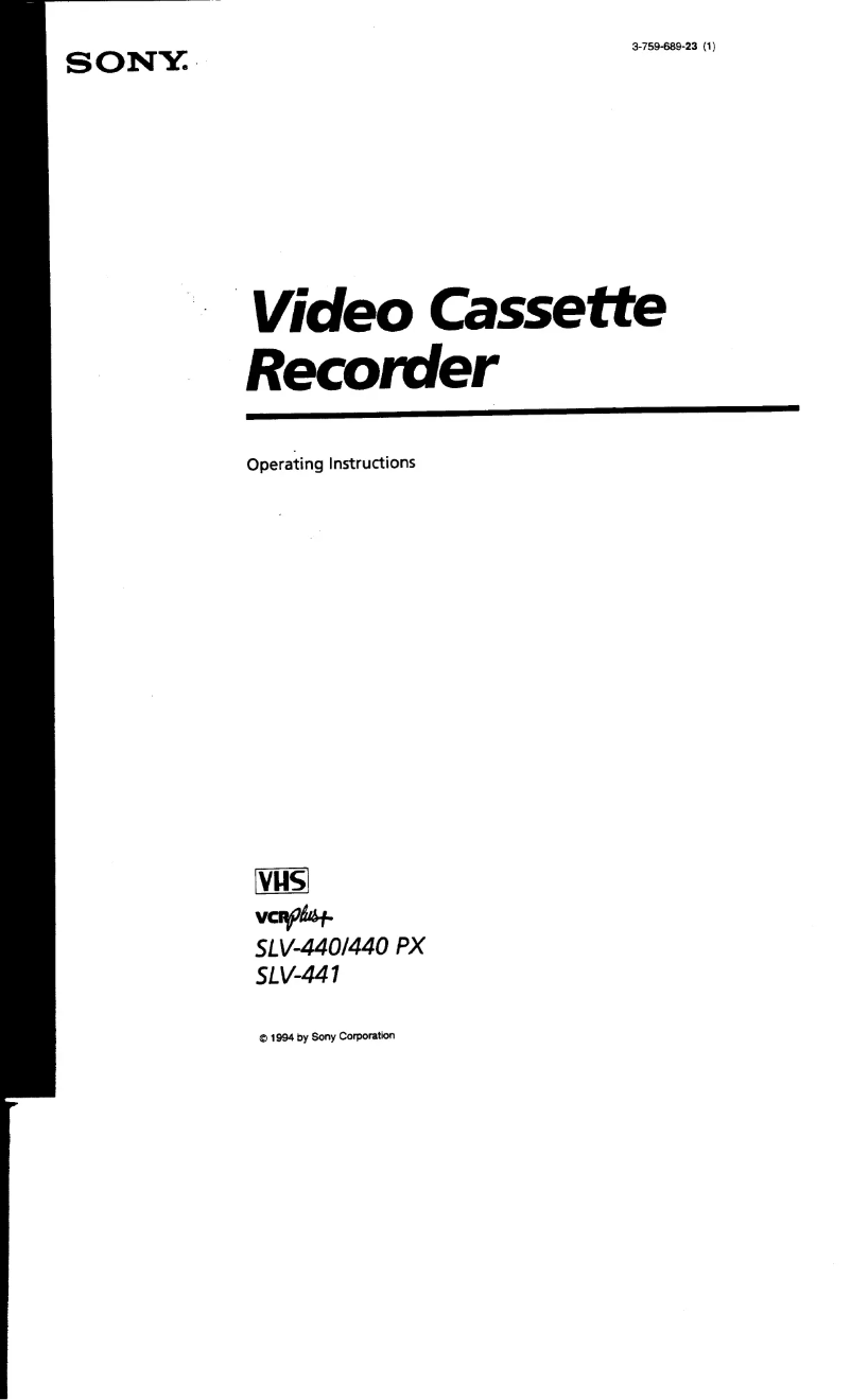 Page 1 de la notice Manuel utilisateur Sony SLV-441