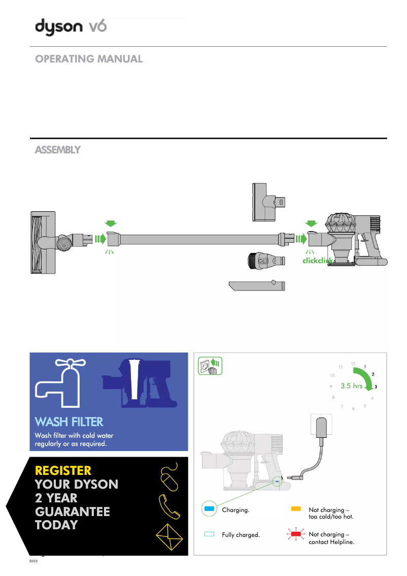 Image de la première page du manuel de l'appareil V6 Slim